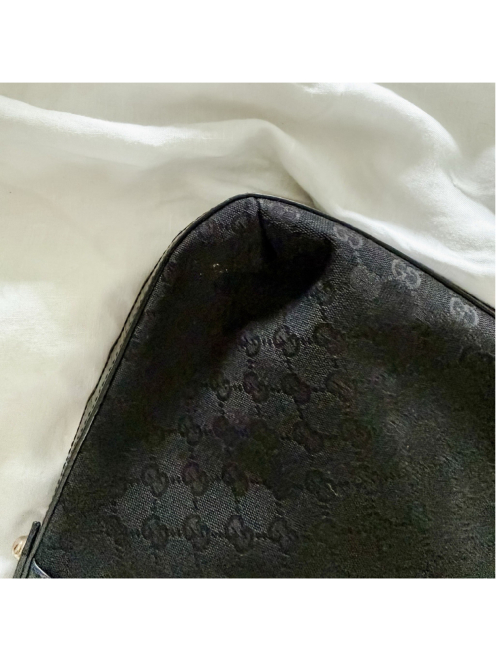 Authentic Gucci Vintage Black GG Monogram Horsebit Hobo Shoulder Bag, Dust Bag - Picture 10 of 14